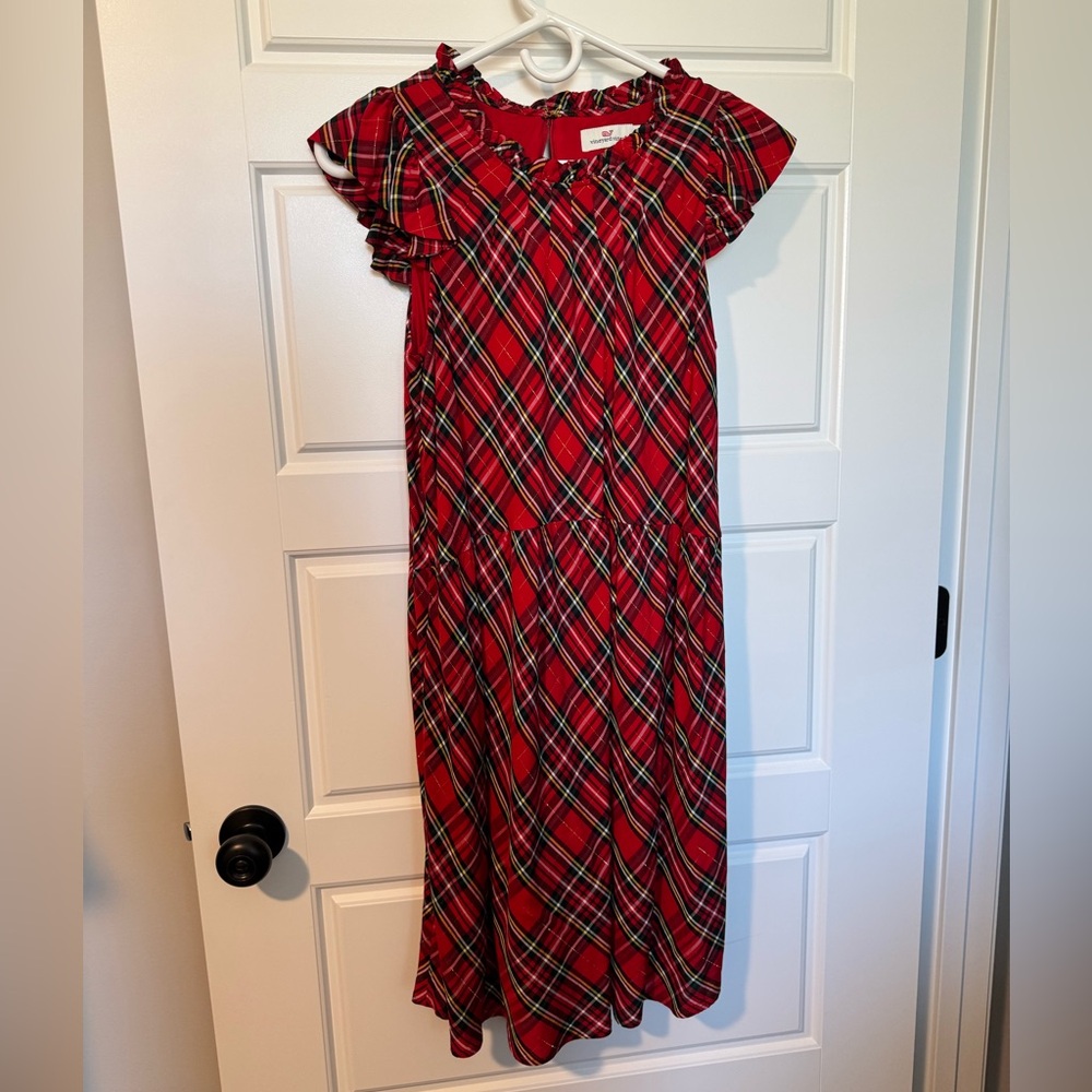 Vineyard Vines Red Tartan Sleeveless Holiday Party Dress, Size 4